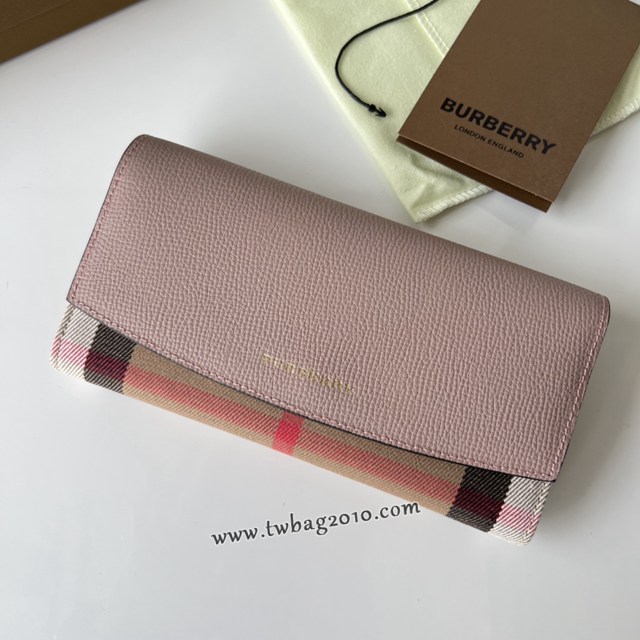 Burberry專門店新款格紋長錢包 巴寶莉小牛皮翻蓋女士錢包 yxb1404